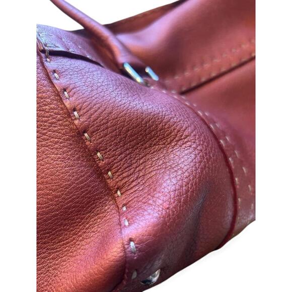 Fendi - Burgundy Leather Handbag - Picture 7 of 8